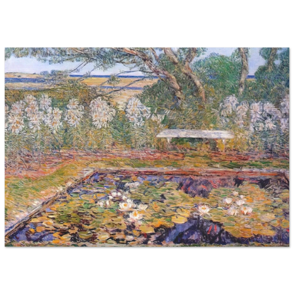 A long island garden - Childe Hassam Brushed Aluminum Print - 70x100 cm / 28x40 inches | Childe Hassam Aluminum Print | Childe Hassam Prints