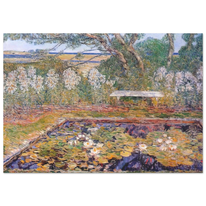 A long island garden - Childe Hassam Brushed Aluminum Print - 70x100 cm / 28x40 inches | Childe Hassam Aluminum Print | Childe Hassam Prints