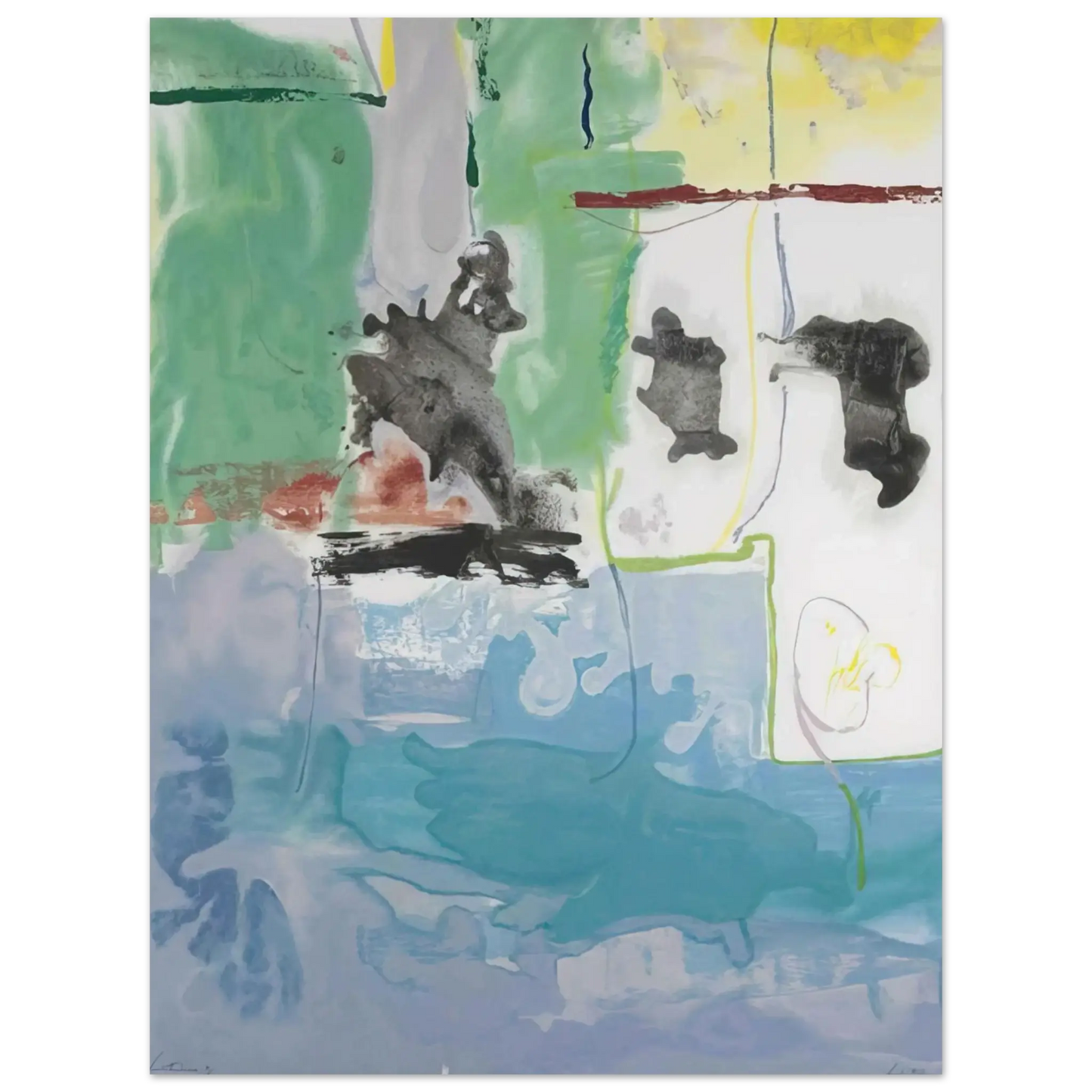 Helen Frankenthaler - West Wind - 1997 Wall art - 30x45 cm / 12x18 Inches - Premium Wooden Framed Poster With Fine Art Paper - White frame
