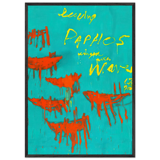 Leaving Paphos Ringed With Waves V - Cy Twombly 70x100 cm / 28x40 inches Framed Art Print – Black Wooden Frame
