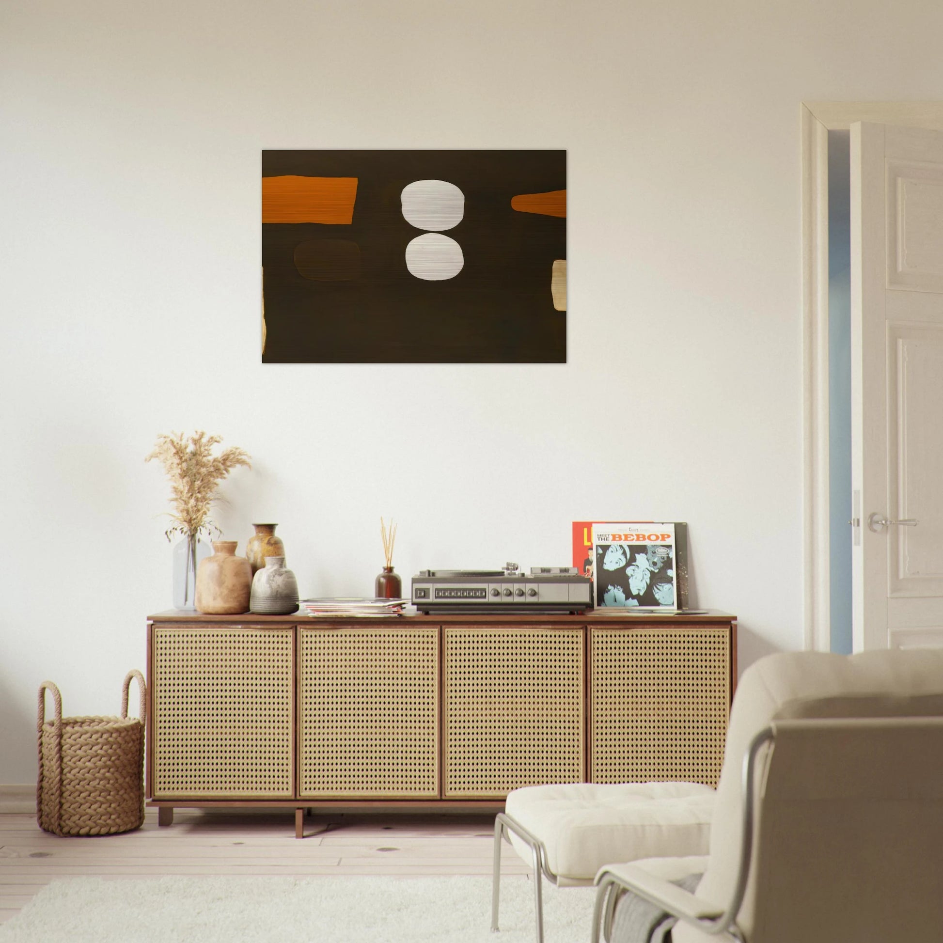 Dark Brown, Orange and White - 1963 - William Scott Brushed Aluminum Print - 70x100 cm / 28x40 inches | William Scott Aluminum Print | William Scott Prints