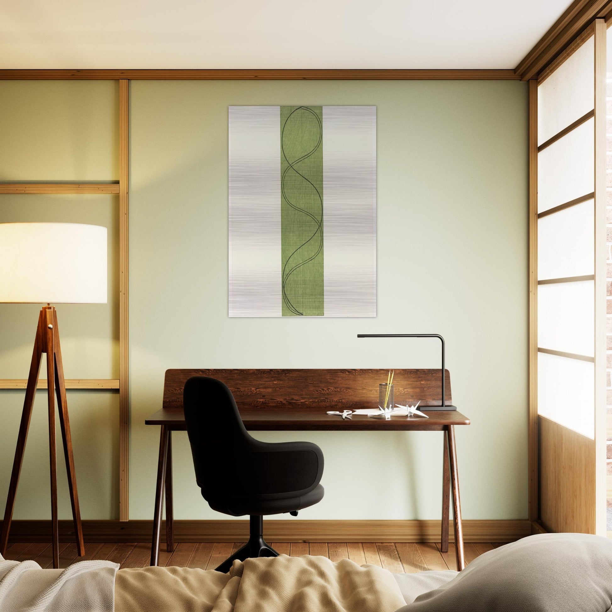 GREEN COLUMN FIGURE 2003 - Robert Mangold Brushed Aluminum Print - 70x100 cm / 28x40 inches | Robert Mangold Aluminum Print | Robert Mangold Prints