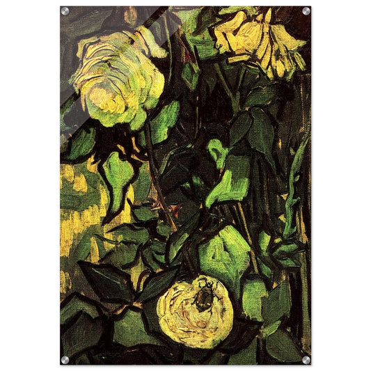Roses and Beetle - Vincent van Gogh Acrylic Print - 70x100 cm / 28x40″ inches
