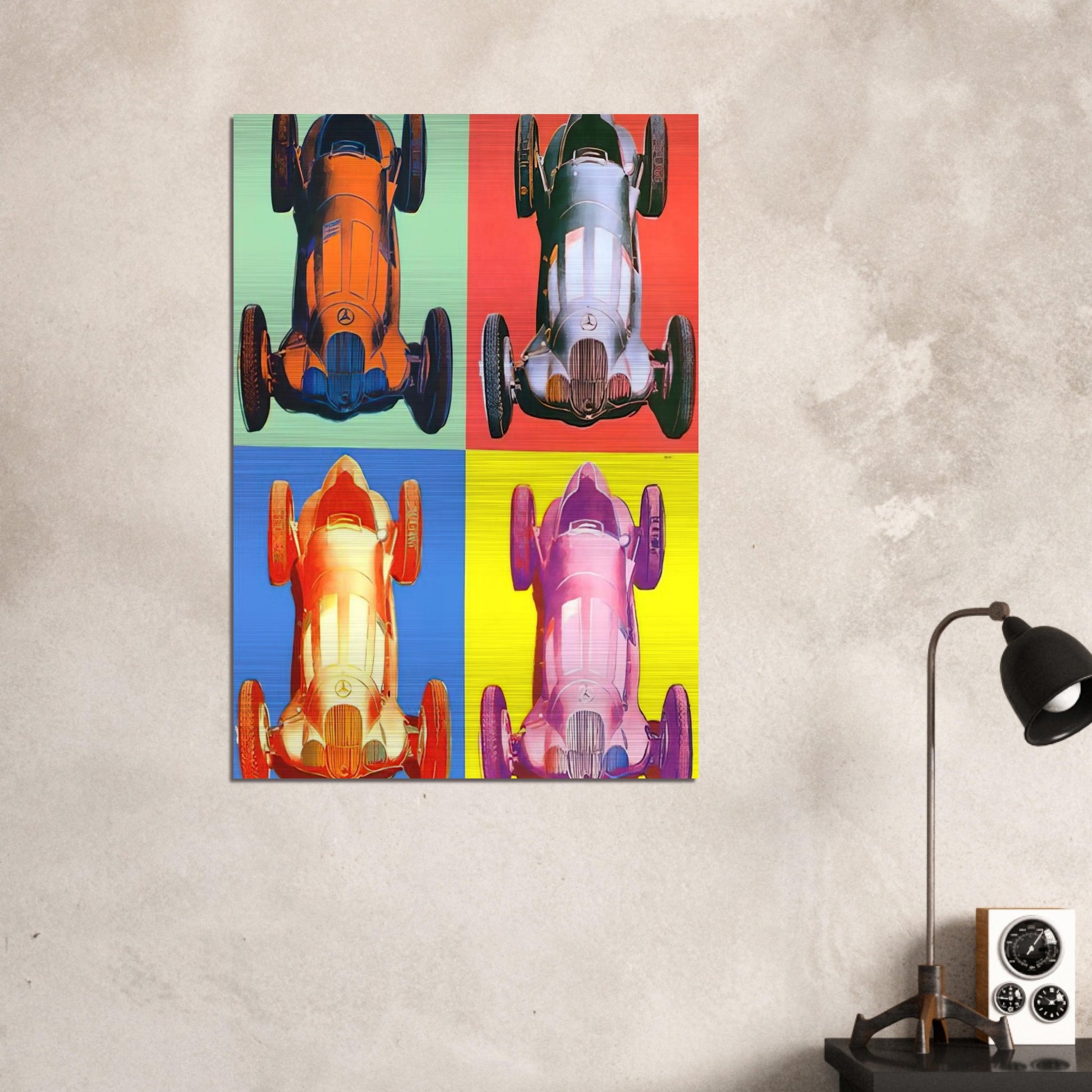 Benz Racing Car - Andy Warhol Brushed Aluminum Print - 70x100 cm / 28x40 inches | Andy Warhol Aluminum Print | Andy Warhol Prints