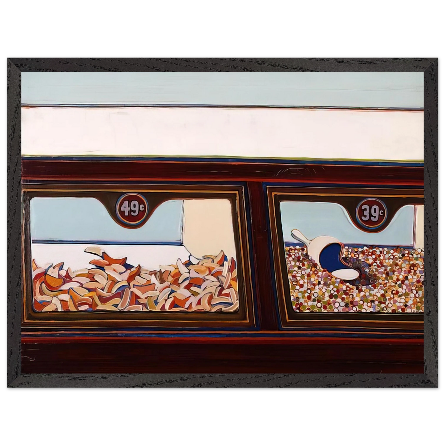Wayne Thiebaud - Candy Counter - 1963 Wall Art - 21x29.7 cm / 8x12" - Premium Wooden Framed Poster With Fine Art Paper-canvas - White frame