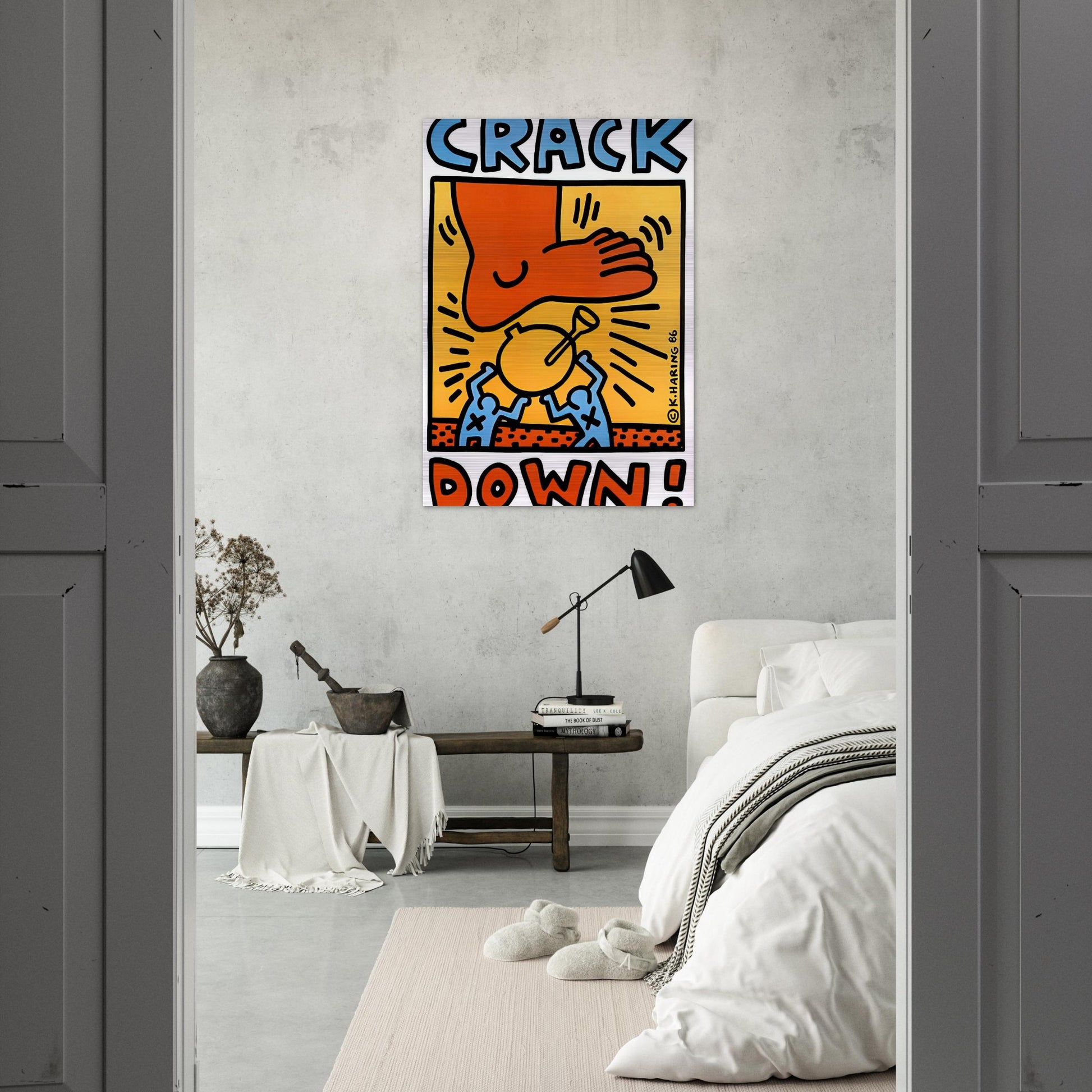 CRACK DOWN 1986 - Keith Haring Brushed Aluminum Print - 70x100 cm / 28x40 inches | Keith Haring Aluminum Print | Keith Haring Prints