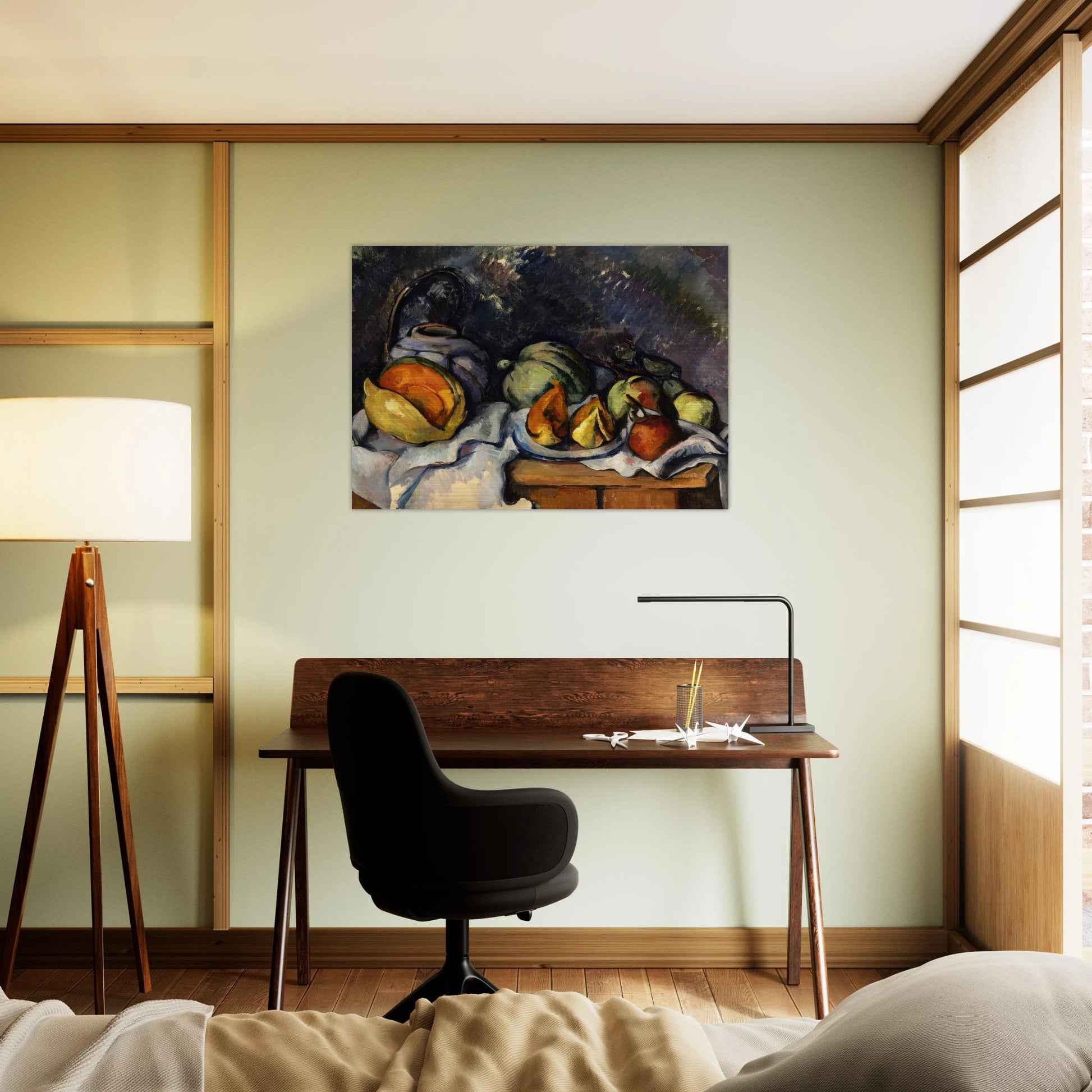 Still Life with Fruit and a Ginger Pot - Paul Cézanne Brushed Aluminum Print - 70x100 cm / 28x40 inches | Paul Cézanne Aluminum Print | Paul Cézanne Prints