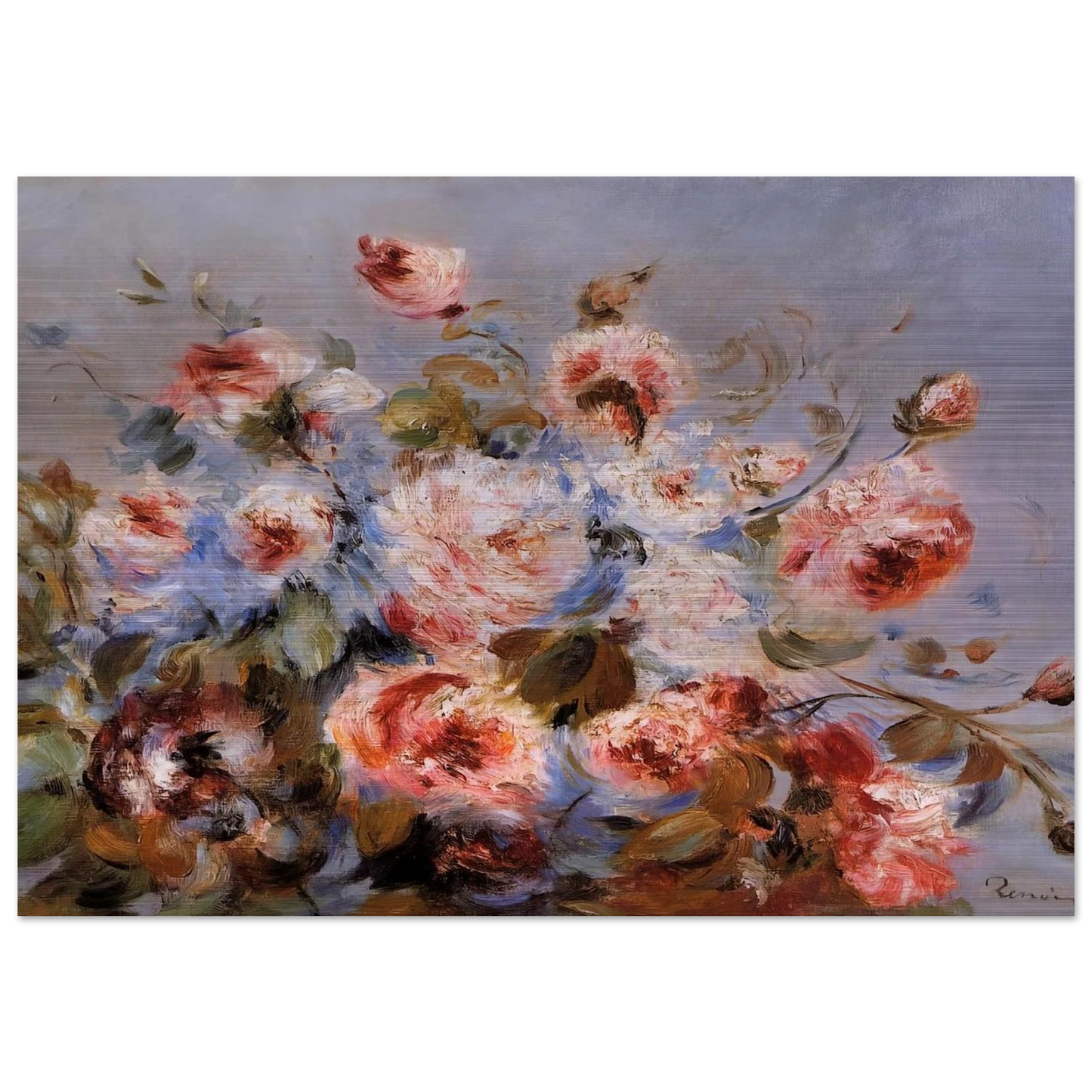Roses from Wargemont - Pierre-Auguste Renoir Brushed Aluminum Print - 70x100 cm / 28x40 inches | Pierre-Auguste Renoir Aluminum Print | Pierre-Auguste Renoir Prints