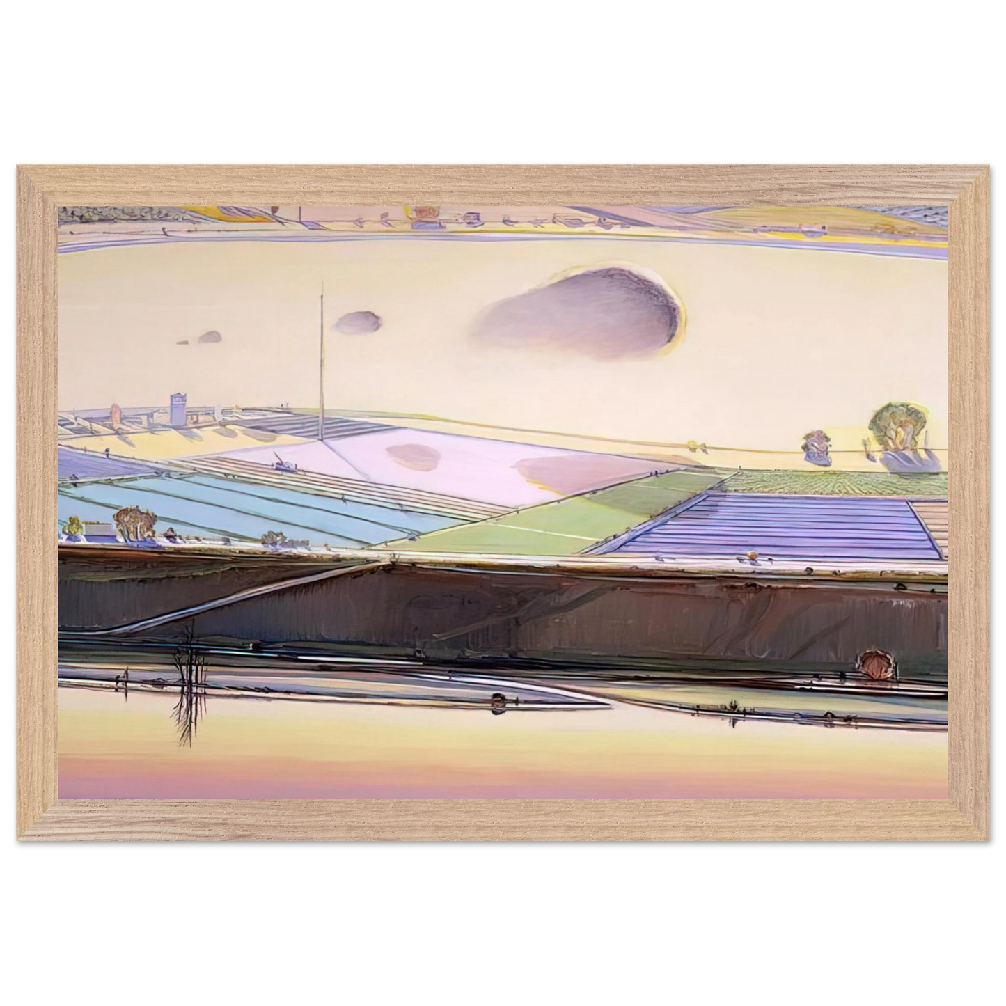 Wayne Thiebaud - River Cloud - 2002 Wall Art - 60x80 cm / 24x32 inches - Premium Wooden Framed Poster With Fine Art Paper - Black frame