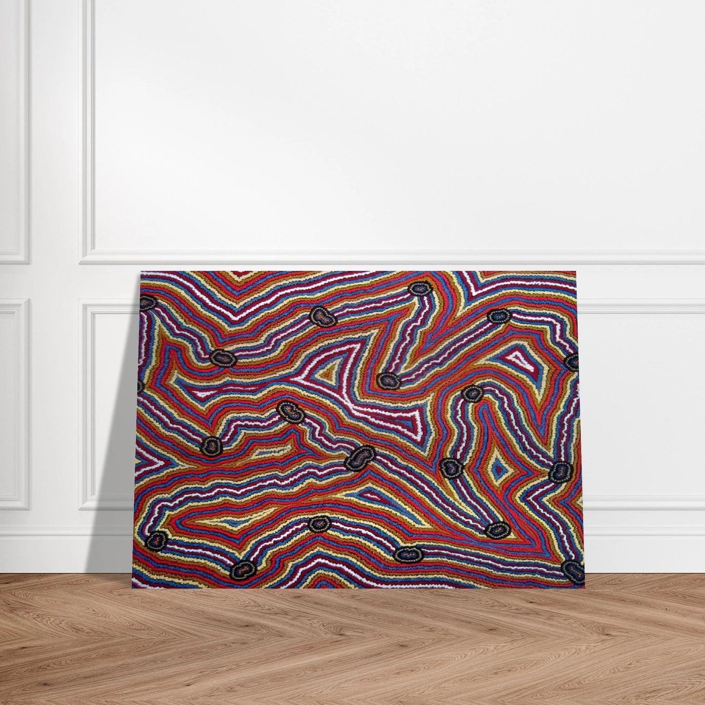 Narripi Dreaming - 1992 - Clifford Possum Tjapaltjarri Brushed Aluminum Print - 70x100 cm / 28x40 inches | Clifford Possum Tjapaltjarri Aluminum Print | Clifford Possum Tjapaltjarri Prints