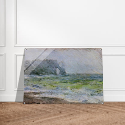 The Manneport, Etretat in the Rain - claude monet Acrylic Print - 70x100 cm / 28x40″ inches