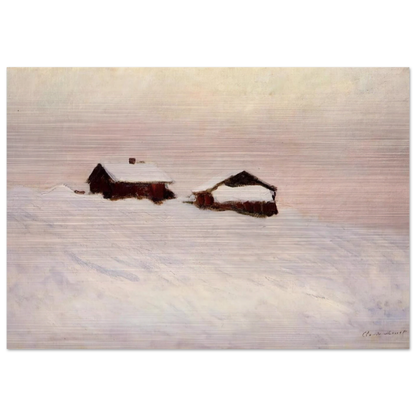 Houses in the Snow - claude monet Brushed Aluminum Print - 70x100 cm / 28x40 inches | claude monet Aluminum Print | claude monet Prints