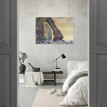 The Rock Needle Seen through the Porte d'Aval - claude monet Brushed Aluminum Print - 70x100 cm / 28x40 inches | claude monet Aluminum Print | claude monet Prints