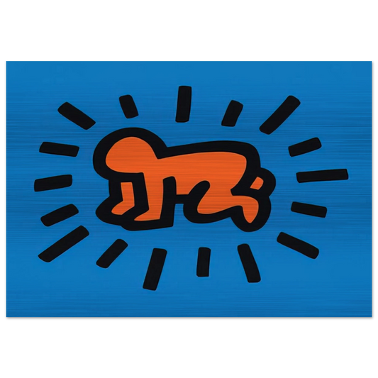RADIANT BABY FROM ICONS SERIES 1990 - Keith Haring Brushed Aluminum Print - 70x100 cm / 28x40 inches | Keith Haring Aluminum Print | Keith Haring Prints