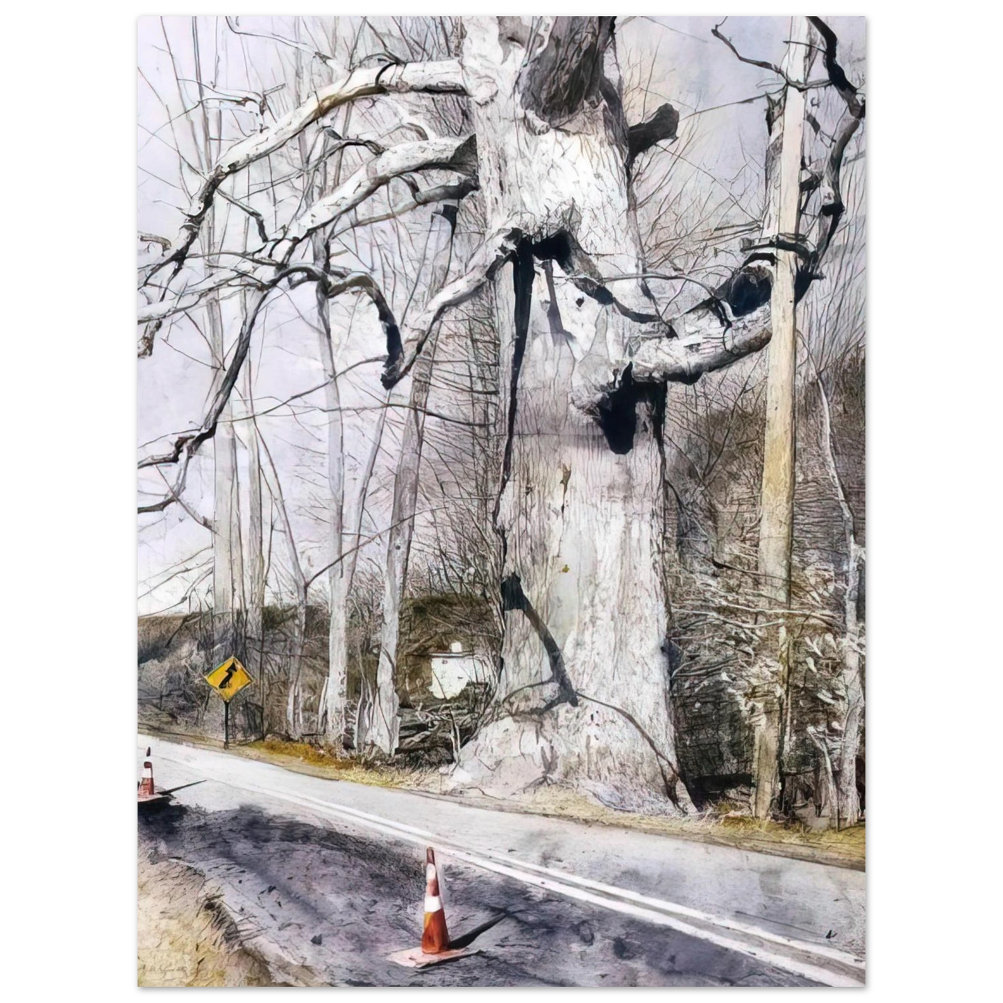 Andrew Wyeth - WALKING STICK Wall Art - 30x40 cm / 12x16 inches - Premium Wooden Framed Poster With Fine Art Paper-canvas - Wood frame