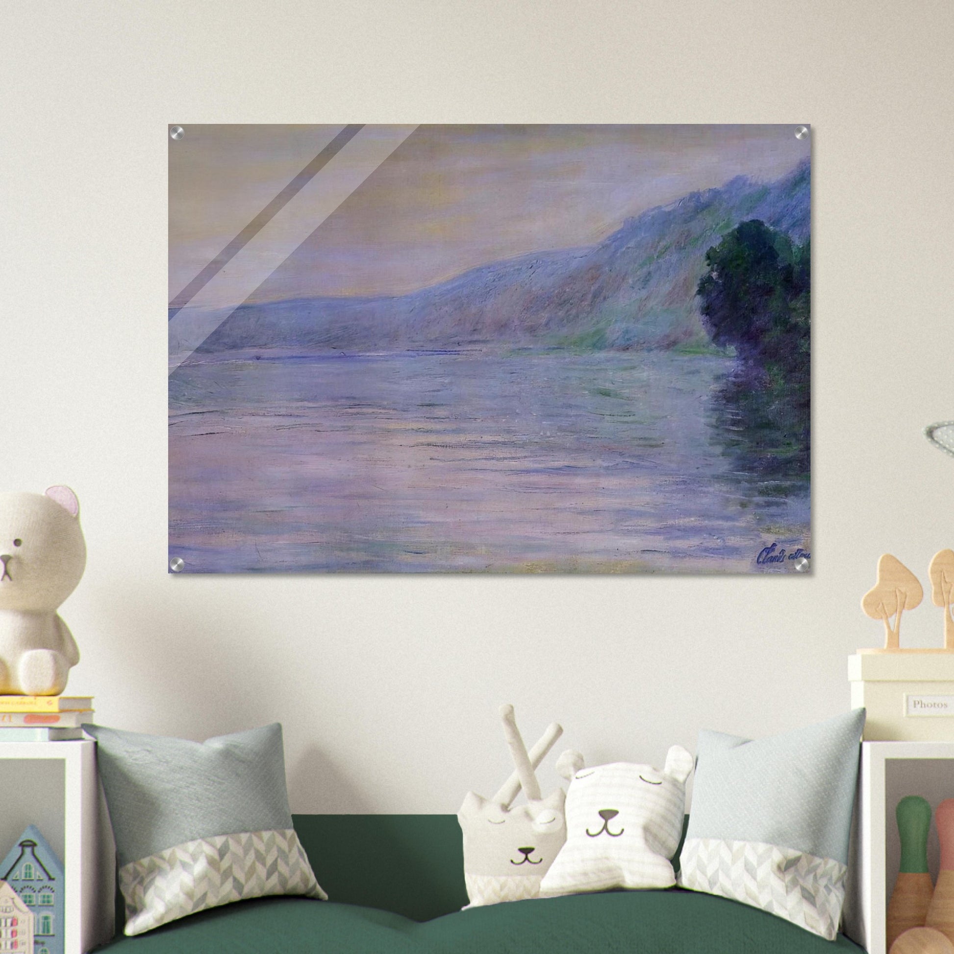 The Seine at Port-Villez, Blue Effect - claude monet Acrylic Print - 70x100 cm / 28x40″ inches | claude monet Wall Art | claude monet Prints