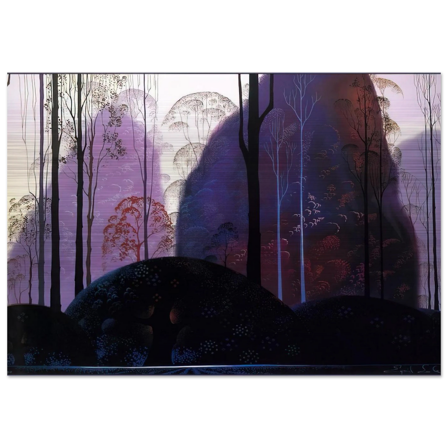 Mauve Redand Purple - Eyvind Earle Brushed Aluminum Print - 70x100 cm / 28x40 inches | Eyvind Earle Aluminum Print | Eyvind Earle Prints