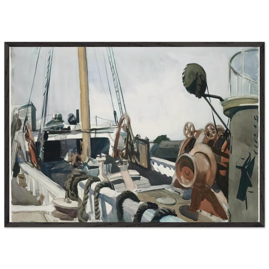 Deck of a Beam Trawler Gloucester - Edward Hopper 70x100 cm / 28x40 inches Framed Art Print – Black Wooden Frame