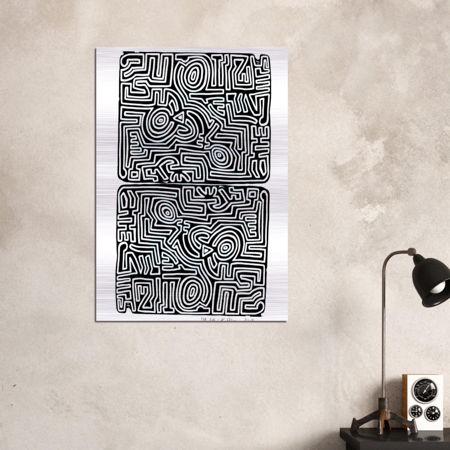 LABYRINTH 1989 - Keith Haring Brushed Aluminum Print - 70x100 cm / 28x40 inches | Keith Haring Aluminum Print | Keith Haring Prints