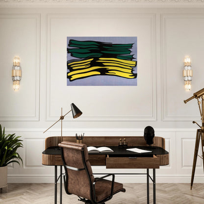 YELLOW AND GREEN BRUSHSTROKES 1966 0 - Roy Lichtenstein Brushed Aluminum Print - 70x100 cm / 28x40 inches | Roy Lichtenstein Aluminum Print | Roy Lichtenstein Prints