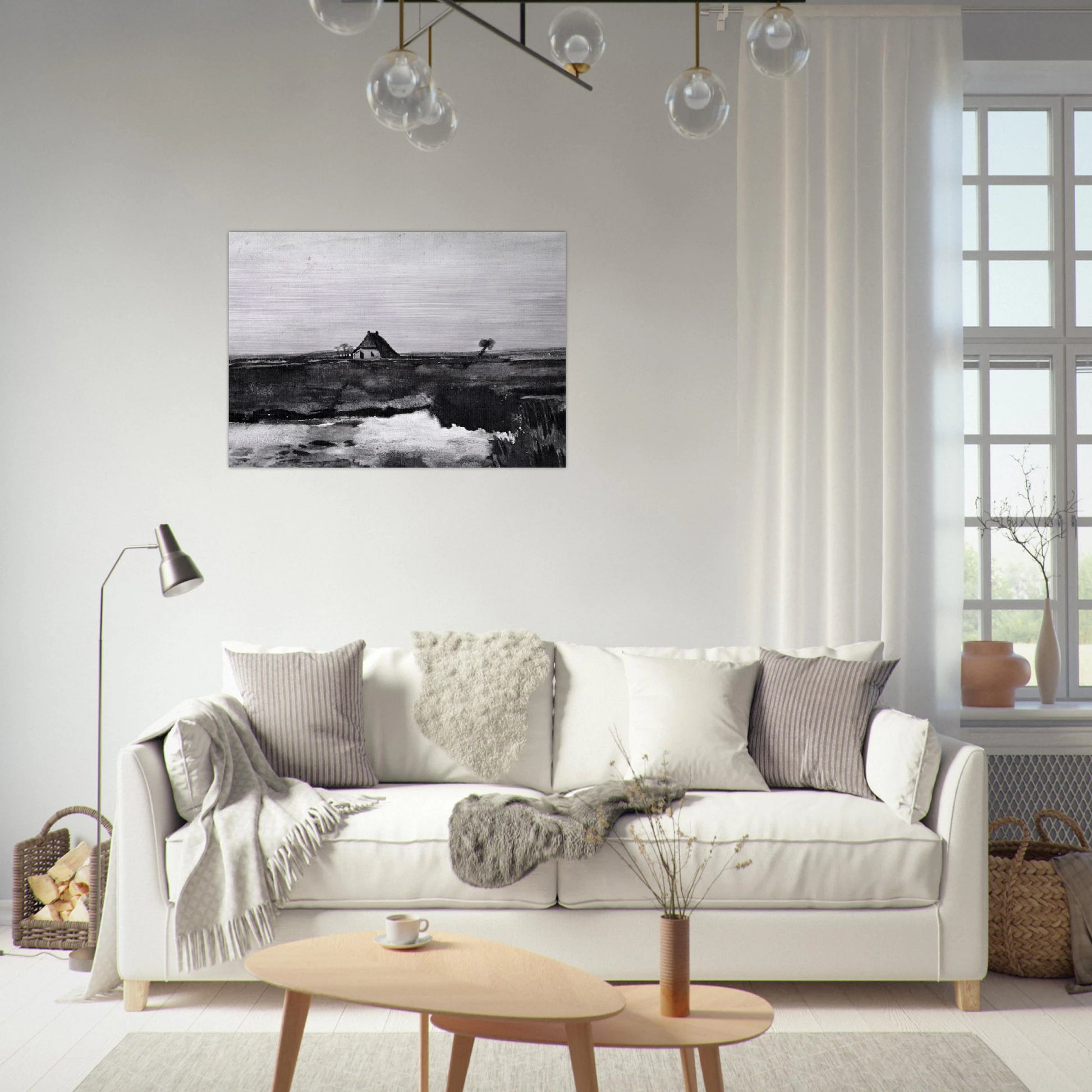 Landscape with a Farm - Vincent van Gogh Brushed Aluminum Print - 70x100 cm / 28x40 inches | Vincent van Gogh Aluminum Print | Vincent van Gogh Prints