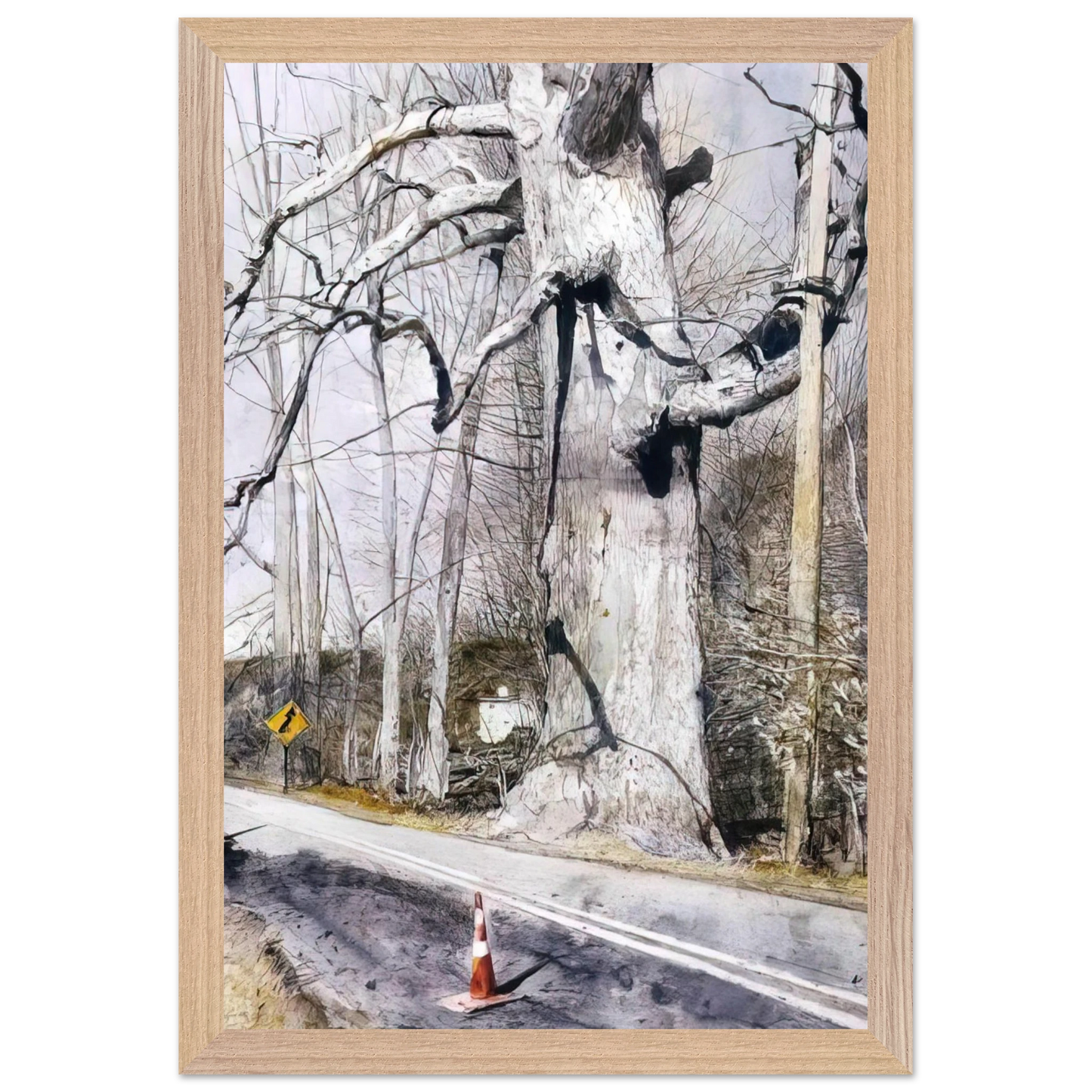 Andrew Wyeth - WALKING STICK Wall Art - 21x29.7 cm / 8x12" - Premium Wooden Framed Poster With Fine Art Paper-canvas - White frame