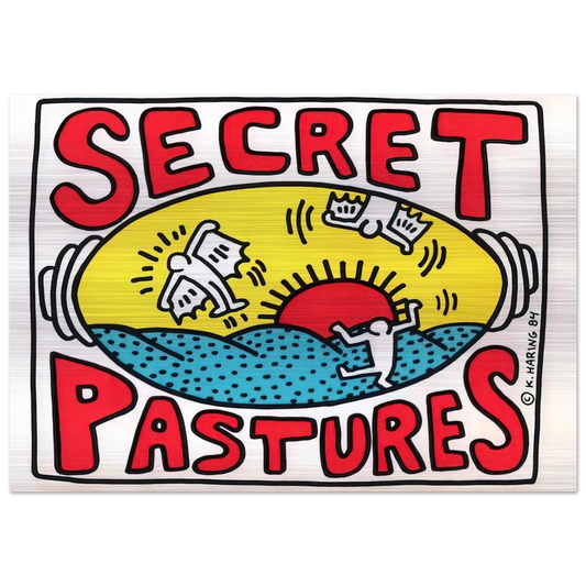 PROMOTIONAL POSTER FOR SECRET PASTURES 1984 - Keith Haring Brushed Aluminum Print - 70x100 cm / 28x40 inches | Keith Haring Aluminum Print | Keith Haring Prints