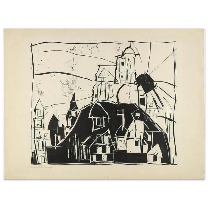 Lyonel Feininger - CITY ON THE MOUNTAIN STADT AUF DEM BERGE 1918  75x100 cm / 30x40inches Fine Art Poster