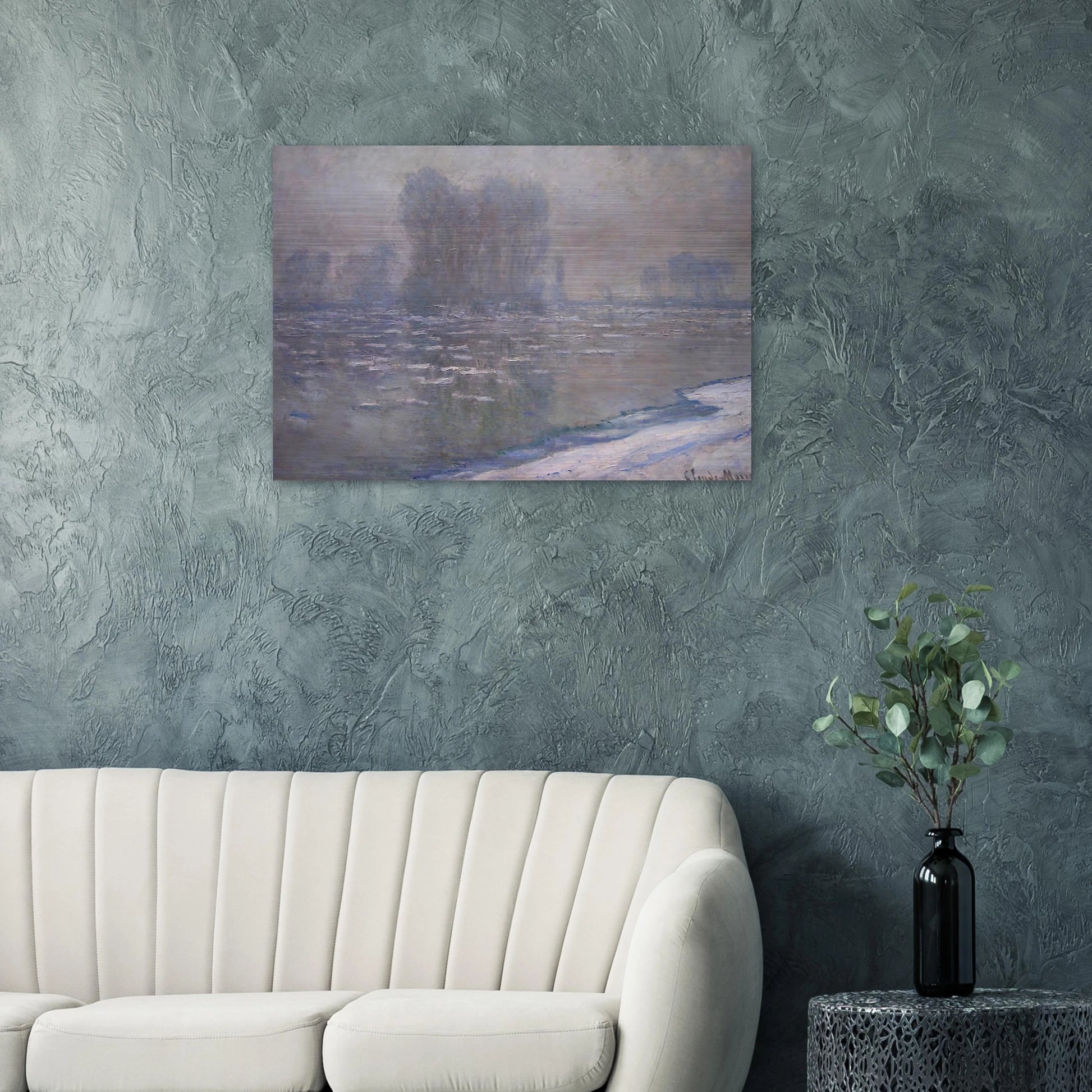 Ice Floes, Misty Morning - claude monet Brushed Aluminum Print - 70x100 cm / 28x40 inches | claude monet Aluminum Print | claude monet Prints