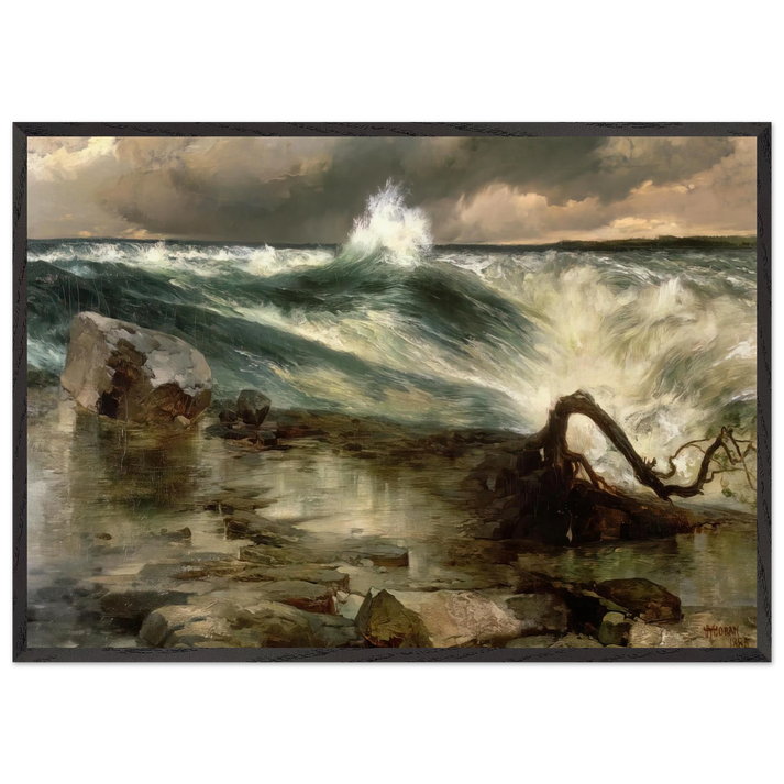 The Rapids Above Niagara - Thomas Moran 70x100 cm / 28x40 inches Framed Art Print – Black Wooden Frame