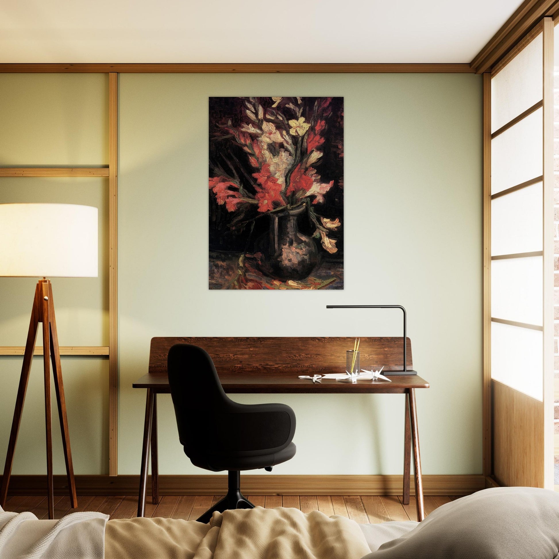 Vase with Red Gladioli - Vincent van Gogh Brushed Aluminum Print - 70x100 cm / 28x40 inches | Vincent van Gogh Aluminum Print | Vincent van Gogh Prints