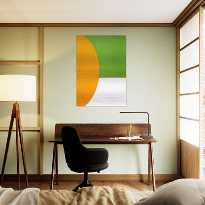 Orange Relief with Green - Ellsworth Kelly Brushed Aluminum Print - 70x100 cm / 28x40 inches | Ellsworth Kelly Aluminum Print | Ellsworth Kelly Prints