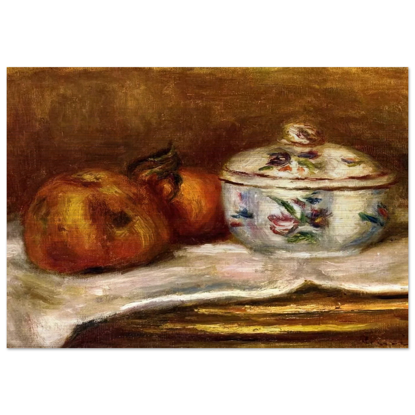 Sugar Bowl, Apple and Orange - Pierre-Auguste Renoir Brushed Aluminum Print - 70x100 cm / 28x40 inches | Pierre-Auguste Renoir Aluminum Print | Pierre-Auguste Renoir Prints