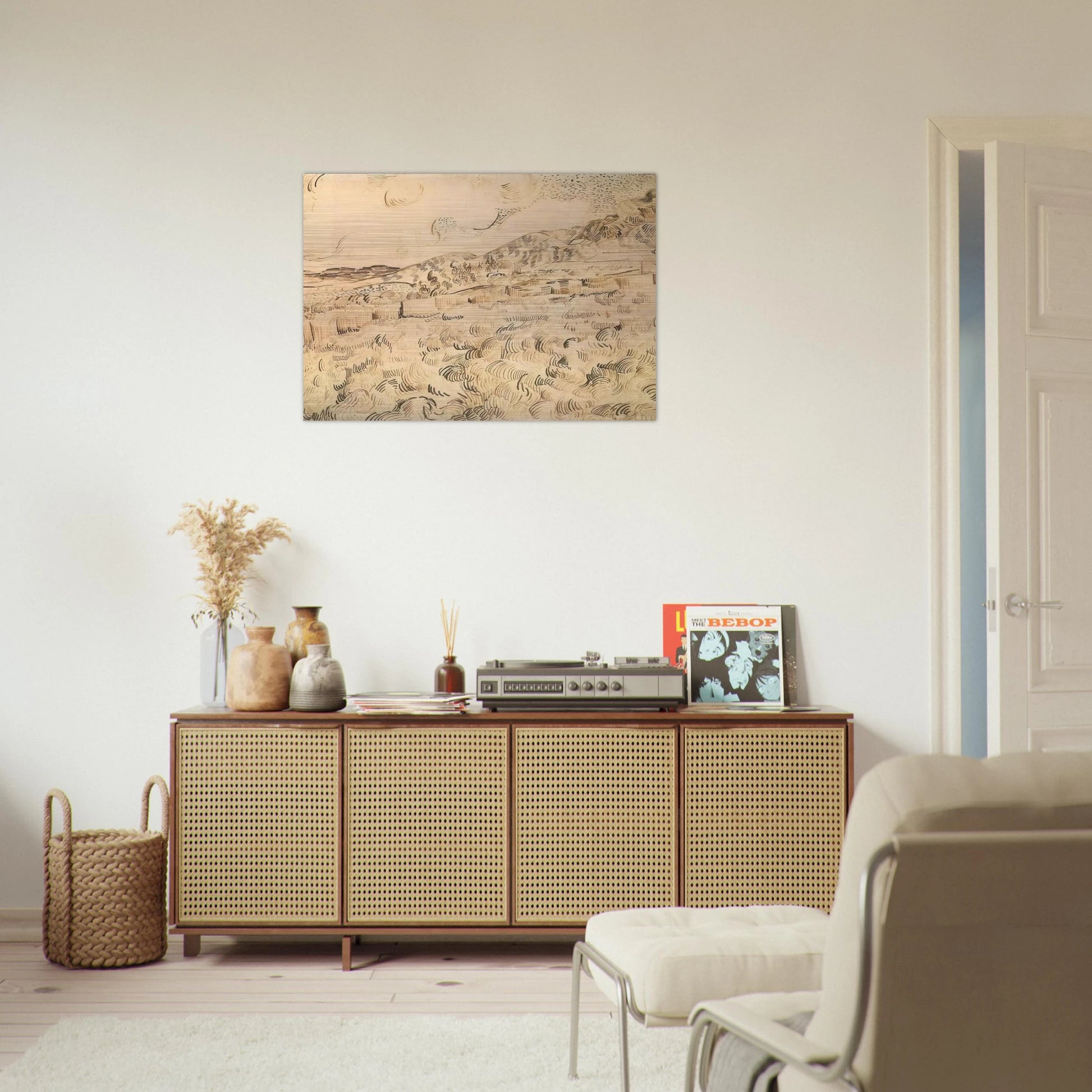 Mountain Landscape Seen across the Walls - Vincent van Gogh Brushed Aluminum Print - 70x100 cm / 28x40 inches | Vincent van Gogh Aluminum Print | Vincent van Gogh Prints