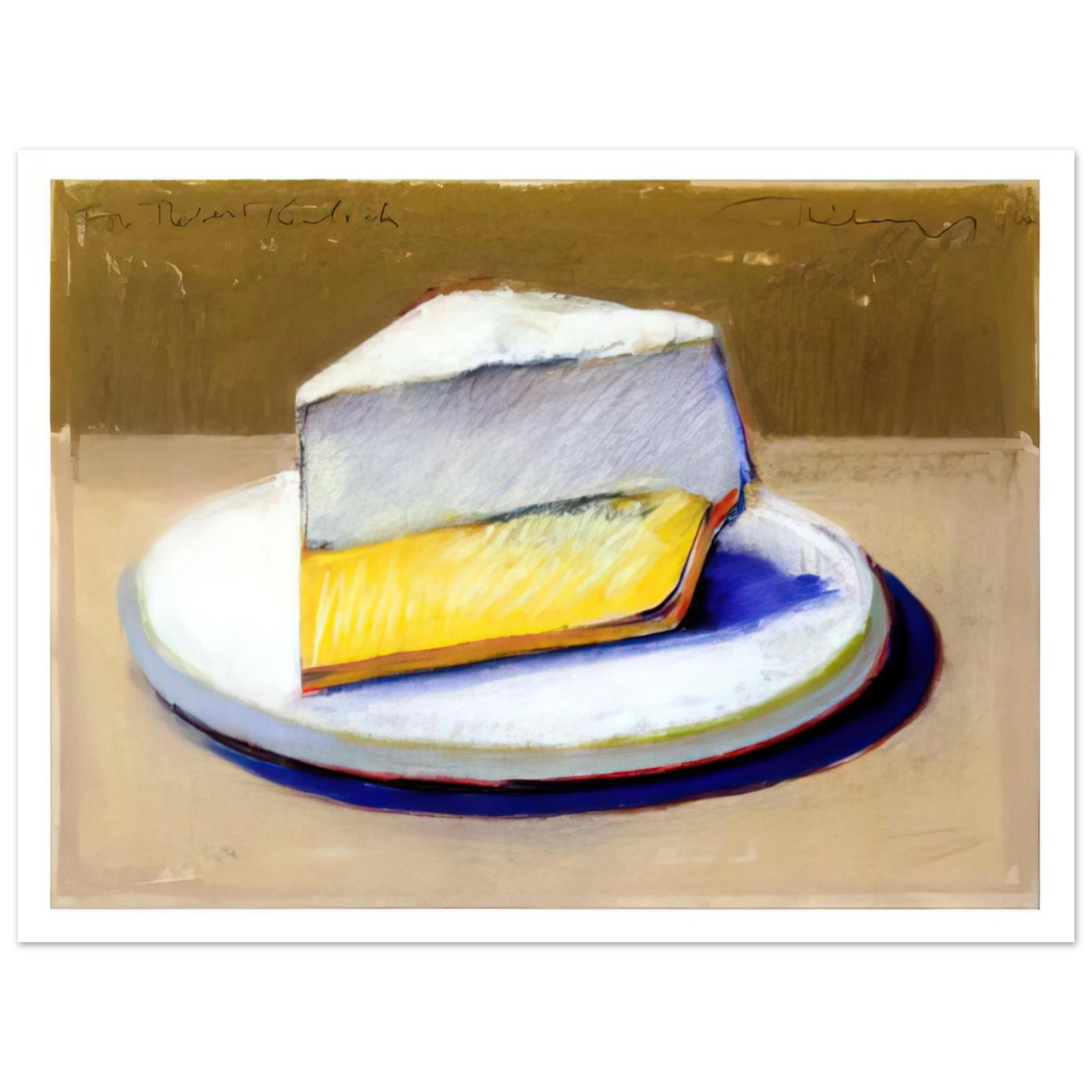 Wayne Thiebaud - Lemon Meringue Pie - 1964 Wall Art - 30x40 cm / 12x16 inches - Premium Wooden Framed Poster With Fine Art Paper-canvas - Wood frame