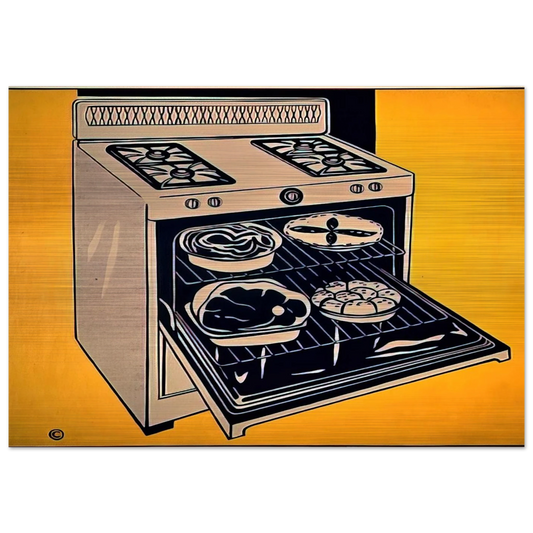 KITCHEN RANGE 1962 - Roy Lichtenstein Brushed Aluminum Print - 70x100 cm / 28x40 inches | Roy Lichtenstein Aluminum Print | Roy Lichtenstein Prints