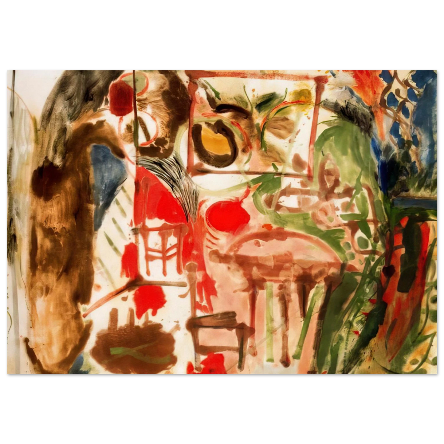 Helen Frankenthaler - Interior - 1957 Wall art - 21x29.7 cm / 8x12" - Premium Wooden Framed Poster With Fine Art Paper-canvas - White frame