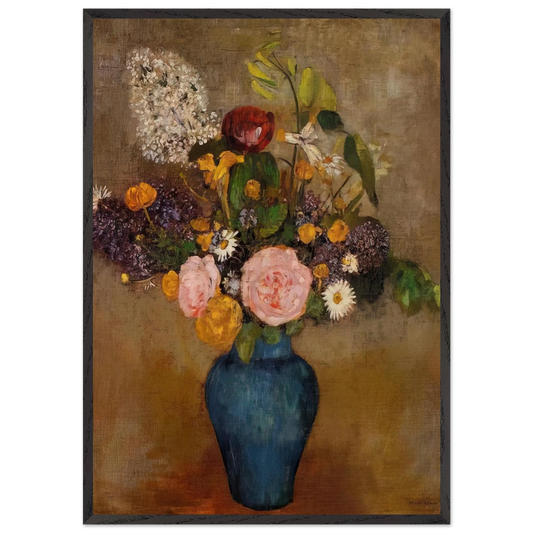 VASE OF FLOWERS 10 - Odilon Redon 70x100 cm / 28x40 inches Framed Art Print – Black Wooden Frame