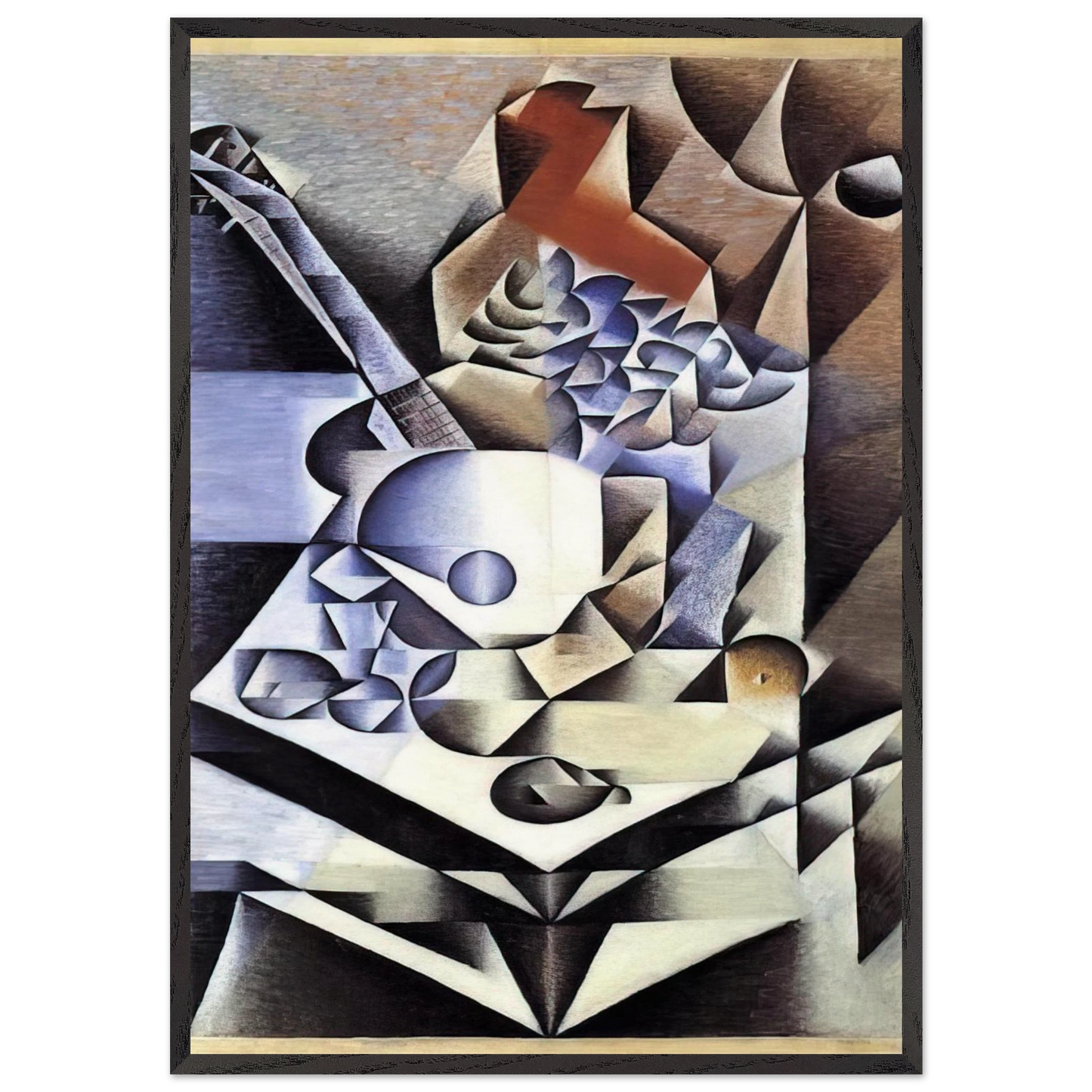 STILL LIFE WITH FLOWERS 1912 - Juan Gris 70x100 cm / 28x40 inches Framed Art Print – Black Wooden Frame