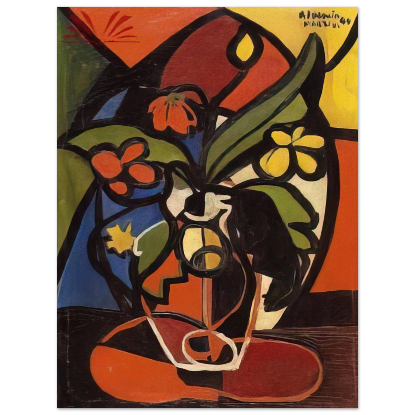 Aldemir Martins - Vase of Flowers - 1949  75x100 cm / 30x40inches Fine Art Poster