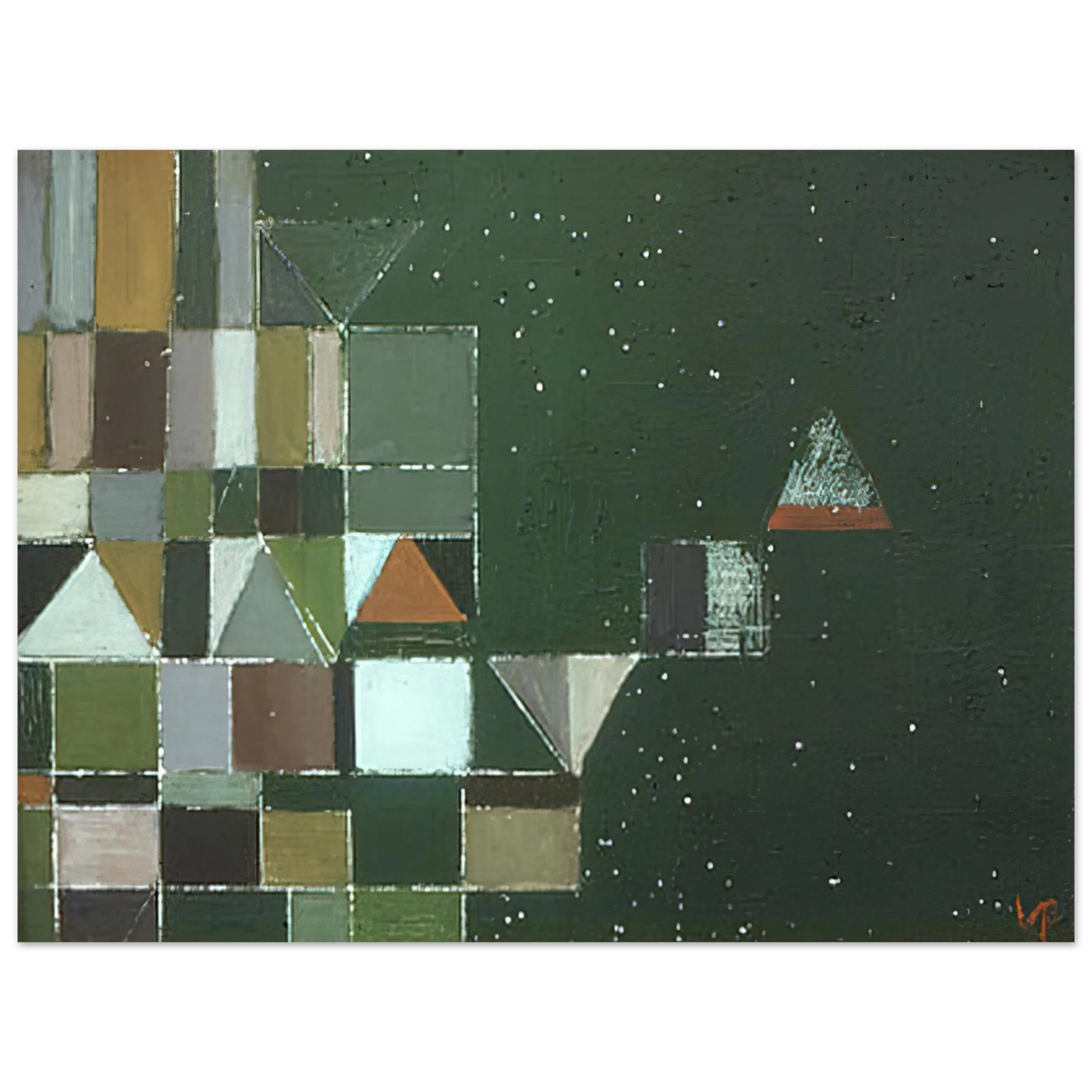 Victor Pasmore - SQUARE MOTIF GREEN LILAC 1948  75x100 cm / 30x40inches Fine Art Poster