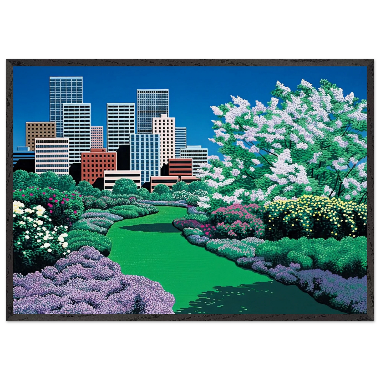 City Garden - Hiroshi Nagai 70x100 cm / 28x40 inches Framed Art Print – Black Wooden Frame