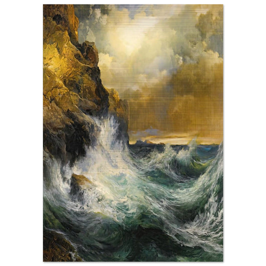 The Receding Wave - Thomas Moran Brushed Aluminum Print - 70x100 cm / 28x40 inches | Thomas Moran Aluminum Print | Thomas Moran Prints