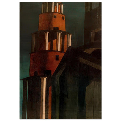 THE TOWER - Giorgio de Chirico Brushed Aluminum Print - 70x100 cm / 28x40 inches | Giorgio de Chirico Aluminum Print | Giorgio de Chirico Prints