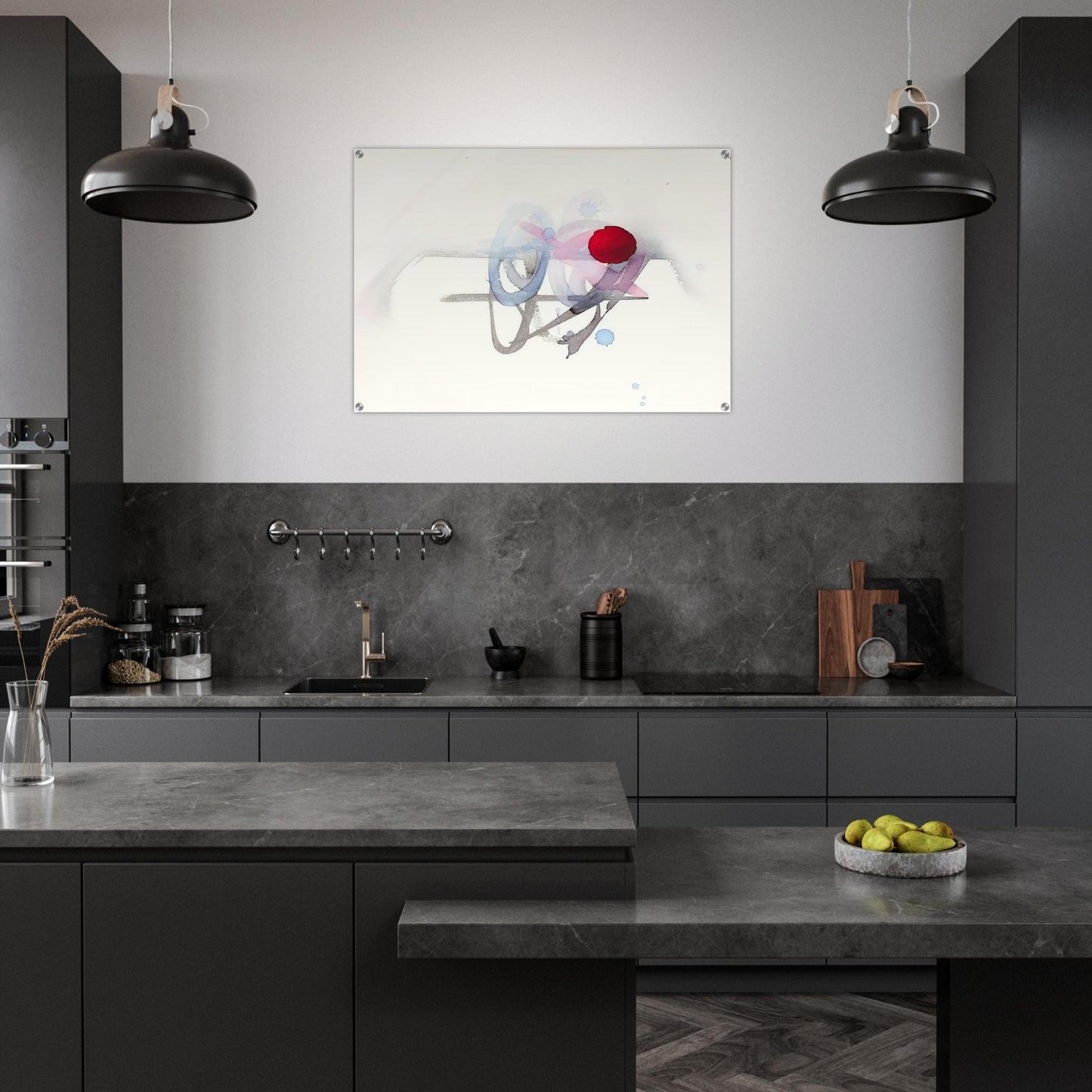 UNTITLED RED BLACK PINK AND BLUE - Luis Feito Acrylic Print - 70x100 cm / 28x40″ inches