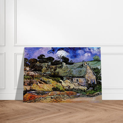 Houses with Thatched Roofs, Cordeville - Vincent van Gogh Brushed Aluminum Print - 70x100 cm / 28x40 inches | Vincent van Gogh Aluminum Print | Vincent van Gogh Prints