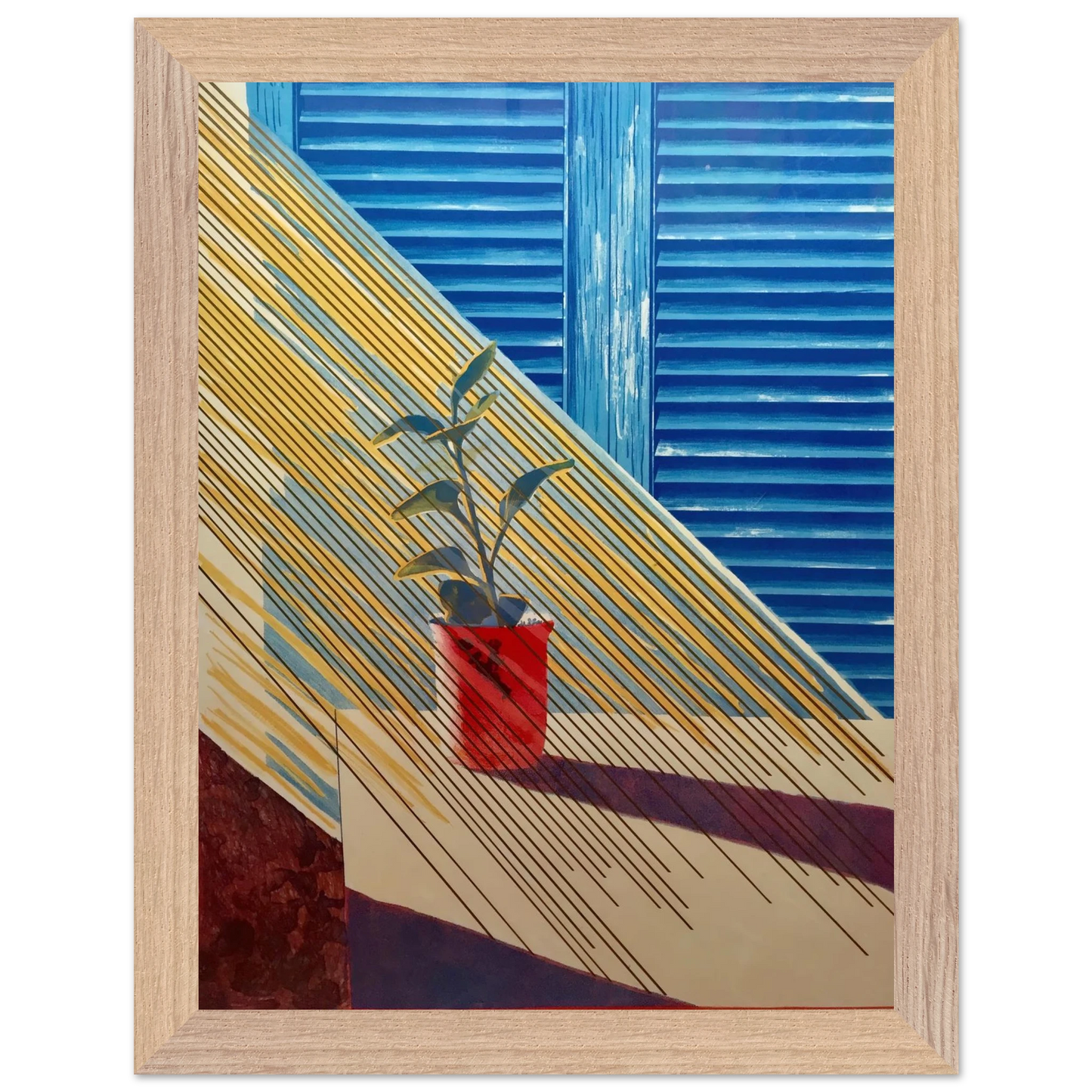 David Hockney - David Hockney Wall art - A2 (42 x 59.4  cm) - Premium Wooden Framed Poster With Fine Art Paper - White frame