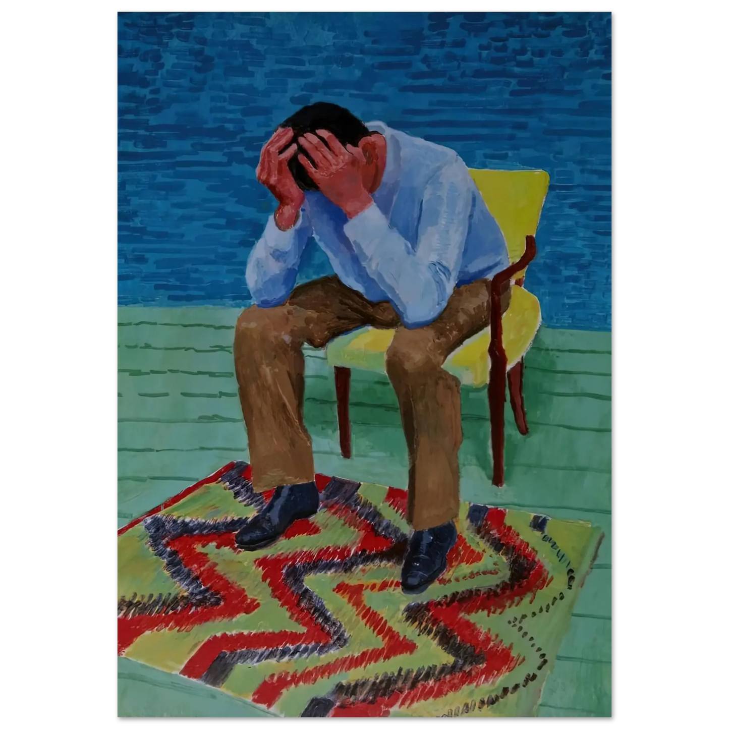 David Hockney - David Hockney Wall art - A2 (42 x 59.4  cm) - Premium Wooden Framed Poster With Fine Art Paper - White frame