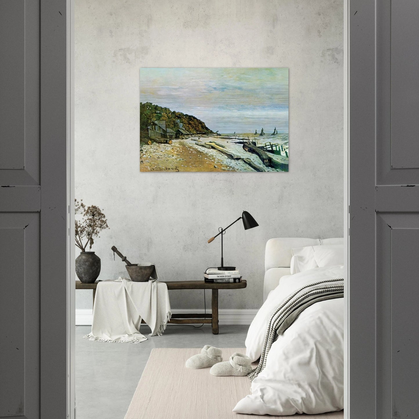 Boatyard near Honfleur - claude monet Brushed Aluminum Print - 70x100 cm / 28x40 inches | claude monet Aluminum Print | claude monet Prints