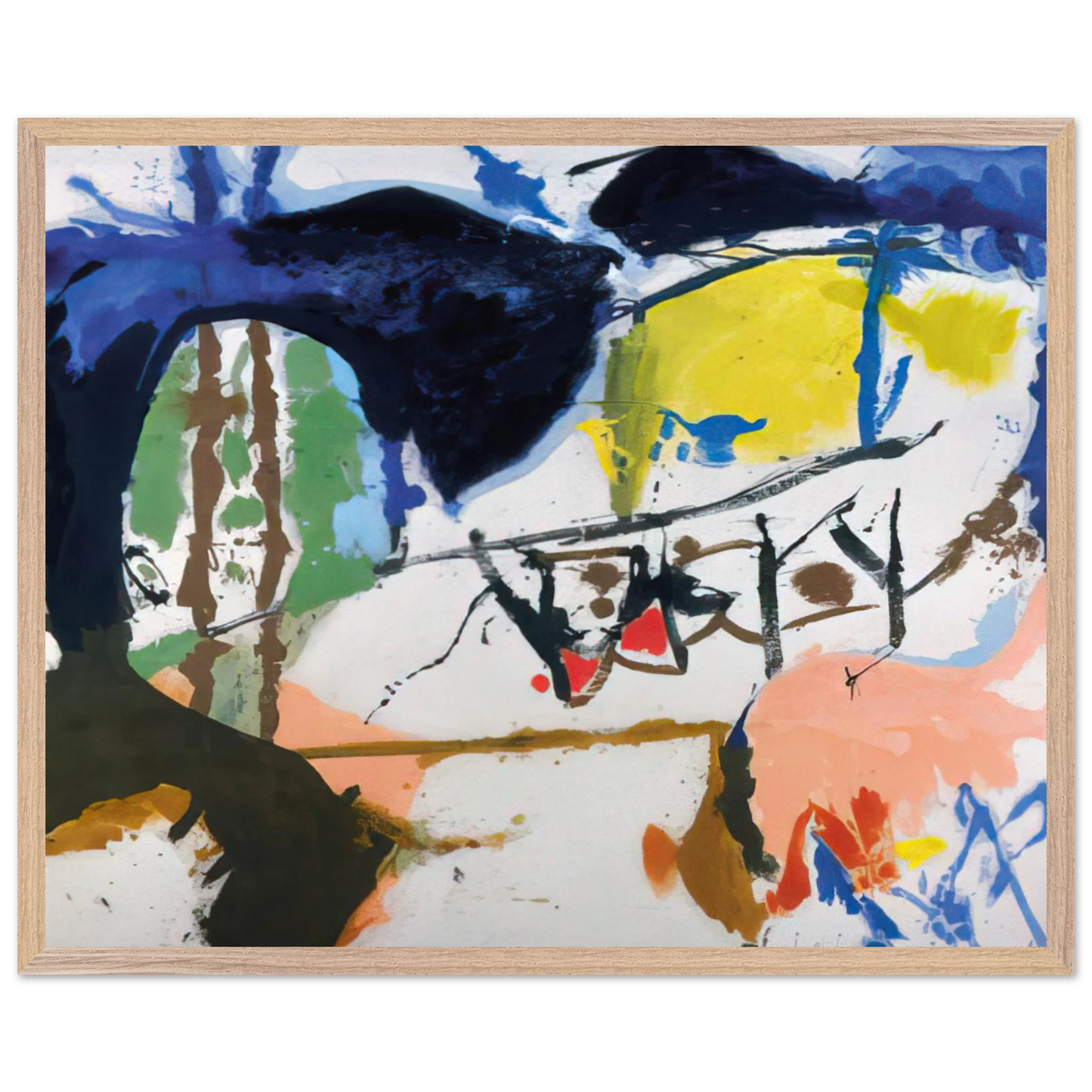 Helen Frankenthaler - Acres - 1959 Wall art - 70x100 cm / 28x40 inches - Premium Wooden Framed Poster With Fine Art Paper-canvas - Black frame